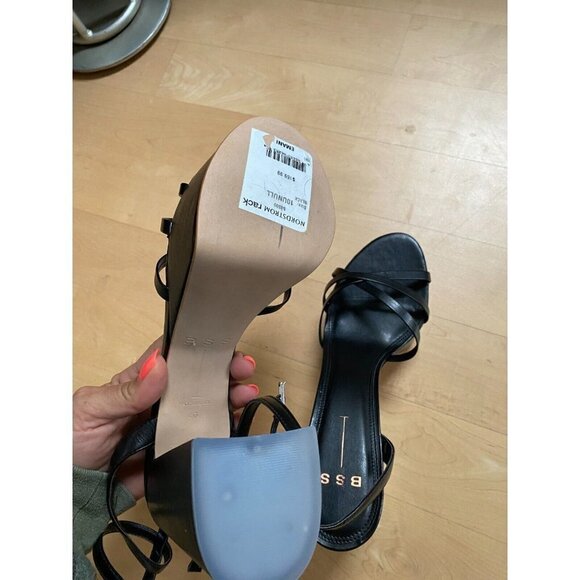 BLACK suede Studio "Emani" BNWT black strappy platform heels women NEW - Picture 6 of 10